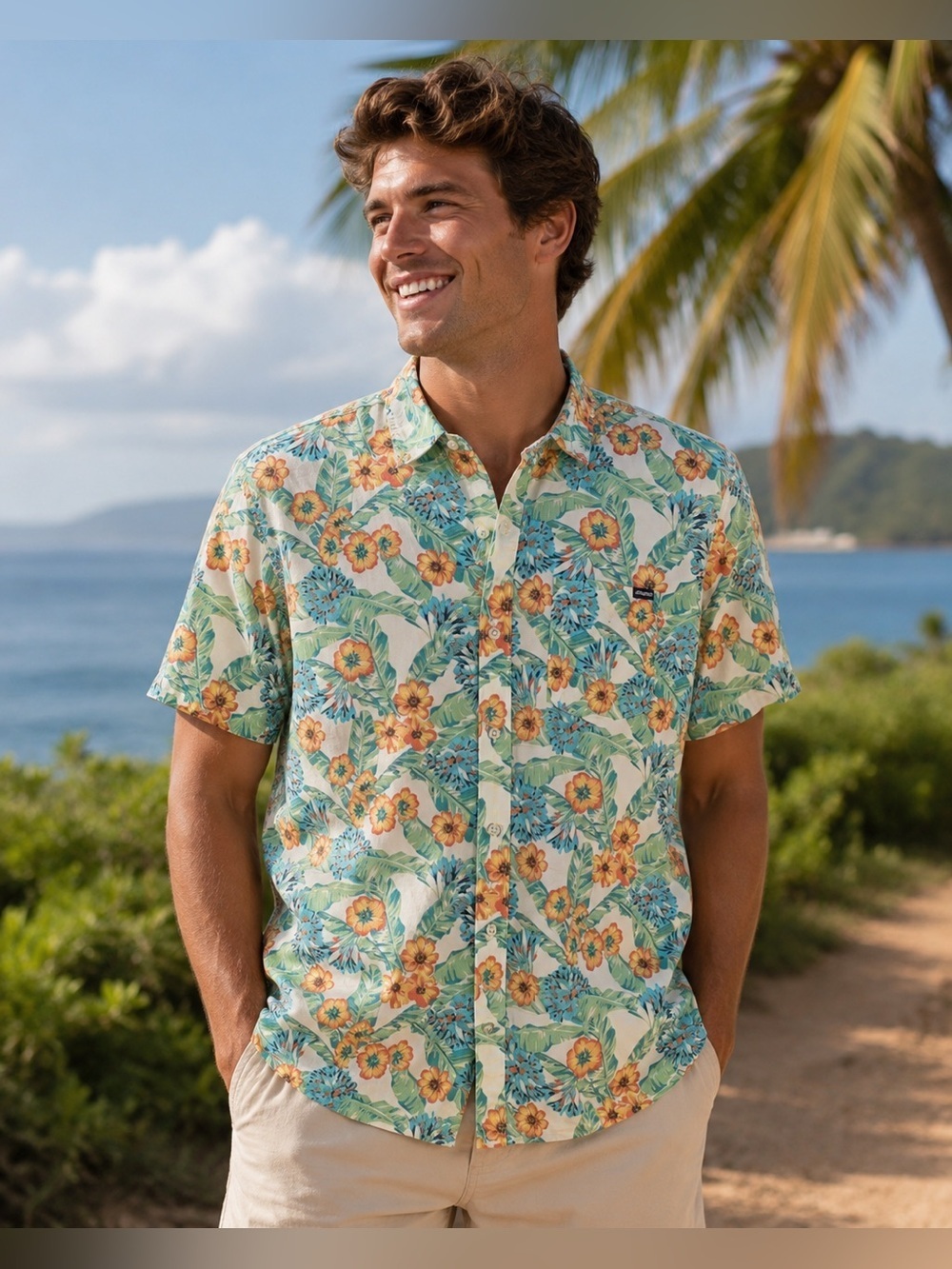 Chubbies Button Front Shirt Mens Short Sleeve Tropical Floral Size S